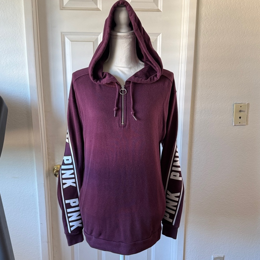 PINK Victoria's Secret Maroon Hoodie with White Lettering